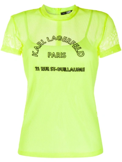 Shop Karl Lagerfeld Rue St-guillaume Mesh T-shirt In Green