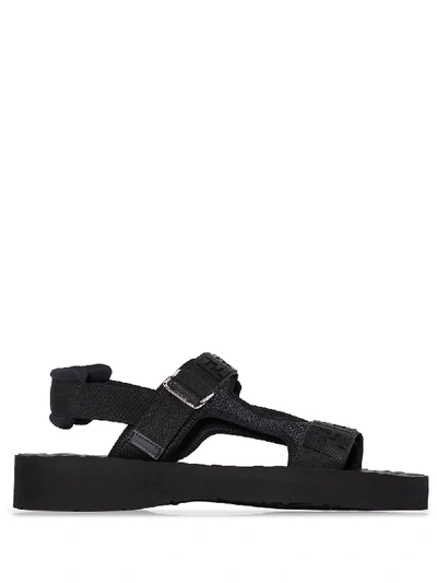Shop Fendi Ff Logo Strap Sandals In Black
