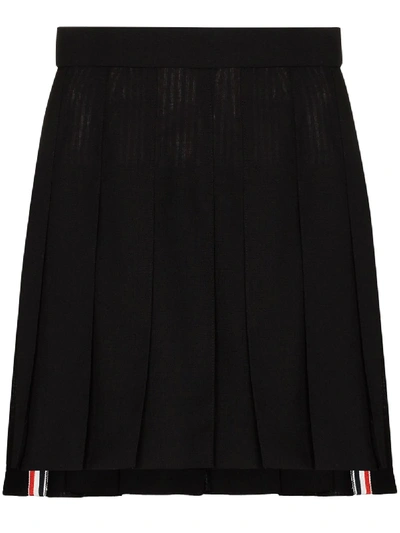 Shop Thom Browne Pleated Wool Skirt In Black
