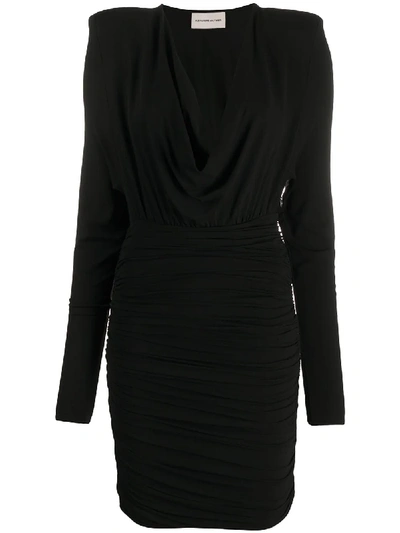 Shop Alexandre Vauthier V-neck Short Jersey Dress In Black