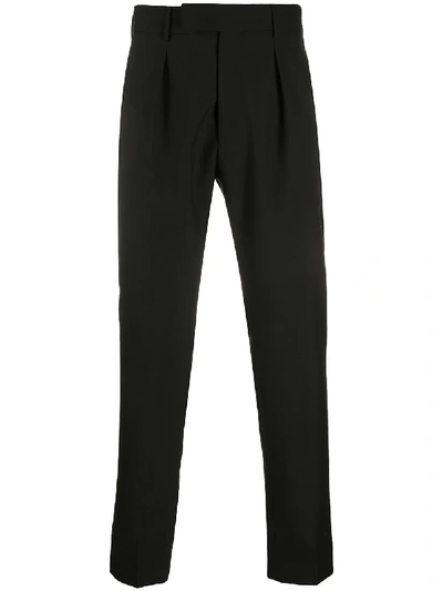 Shop Pt01 Pleated Edge Slim-fit Trousers In Black