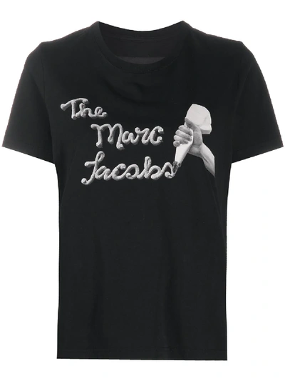 Shop Marc Jacobs Short Sleeve Printed Logo T-shirt In Black