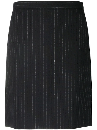 Shop Alexander Mcqueen Pinstripe Print Mini Skirt In Black