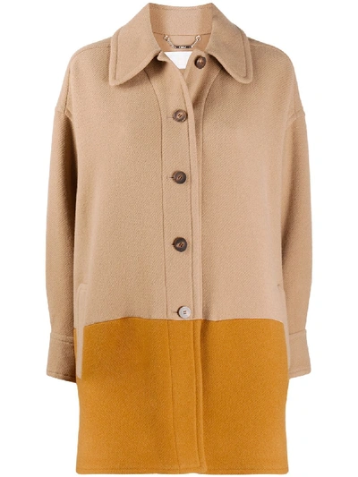 Shop Chloé Two-tone Single-breasted Coat In Brown