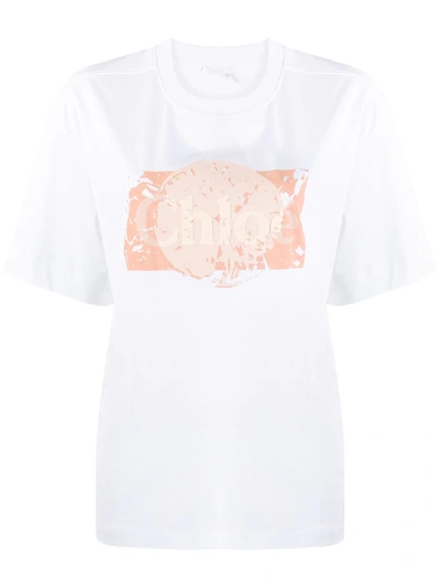 Shop Chloé Logo-print T-shirt In White