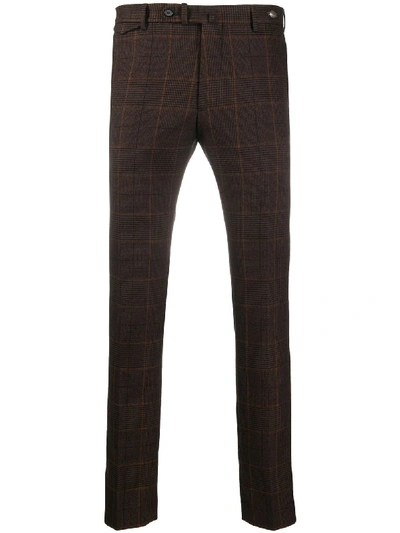 Shop Tagliatore Check Print Suit Trousers In Brown