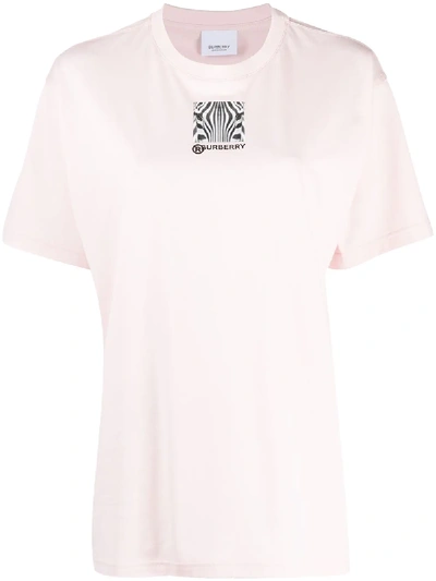 Shop Burberry Montage Print Oversized T-shirt In Pink