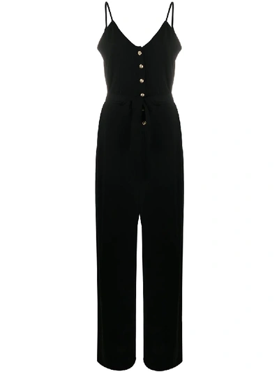 Shop Balmain Button-up Sleeveless Jumpsuit In Black
