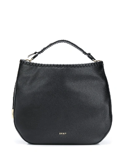 Shop Dkny Braided Hobo Tote Bag In Black