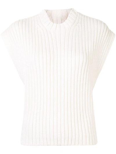 Shop Portspure Sleeveless Ribbed Jumper In White