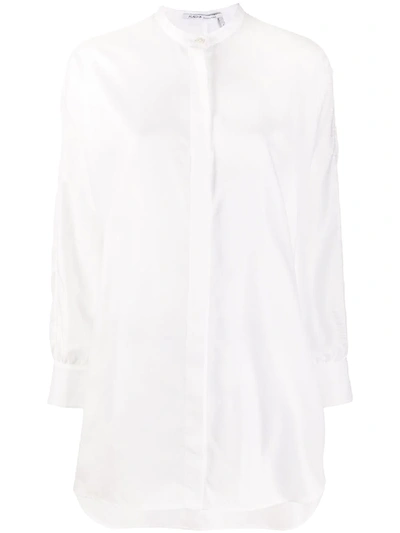 Shop Agnona Mandarin Collar Shirt In White