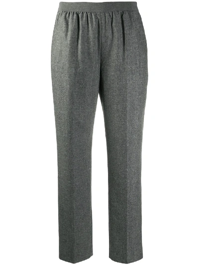 Shop Agnona Gathered Straight Leg Trousers In Grey