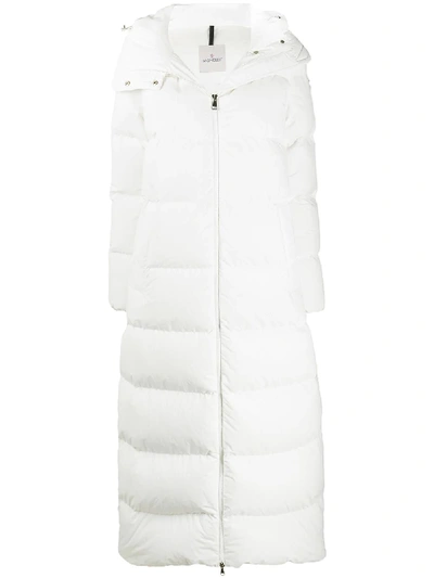 Shop Moncler Goelo Long Down Coat In White