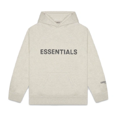 Pre-owned Fear Of God Essentials 3d Silicon Applique Pullover Hoodie Oatmeal Heather In Oatmeal/oatmeal Heather/light Heather Oatmeal