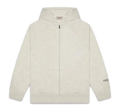 Pre-owned Fear Of God 3d Silicon Applique Full Zip Up Hoodie Oatmeal Heather In Oatmeal/oatmeal Heather/light Heather Oatmeal