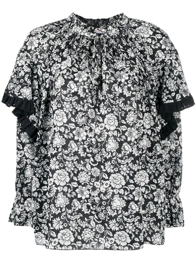 Shop See By Chloé Floral Long-sleeve Blouse In Black