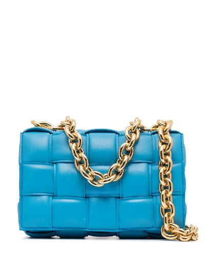 Shop Bottega Veneta Leather The Chain Cassette Bag In Blue