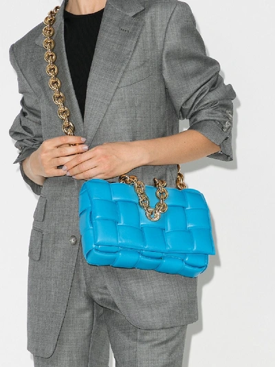 Shop Bottega Veneta Leather The Chain Cassette Bag In Blue