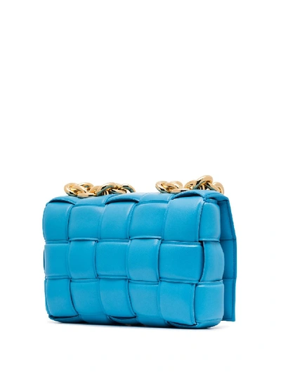 Shop Bottega Veneta Leather The Chain Cassette Bag In Blue
