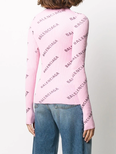 Shop Balenciaga Allover Logo Jumper In Pink