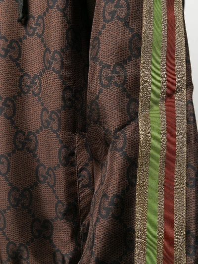 Shop Gucci Gg Supreme Silk Blend Jacket In Brown