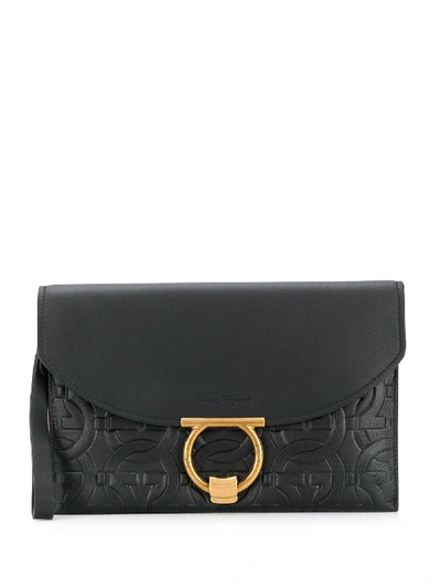 Shop Ferragamo Margot Small Leather Handbag In Black