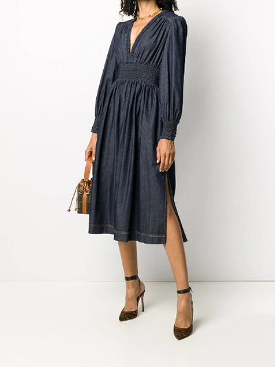 Shop Fendi Denim Dress In Blue