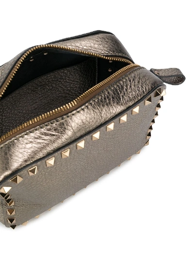 Shop Valentino Rockstud Leather Shoulder Bag In Grey