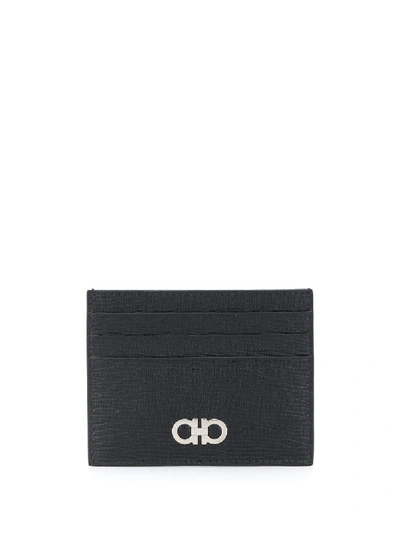 Shop Ferragamo Revival Leather Card Holder In Black