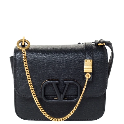 Pre-owned Valentino Garavani Black Leather Small Vsling Shoulder Bag