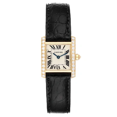 Pre-owned Cartier Silver Diamonds And 18k Yellow Gold Tank Francaise We100131 Women's Wristwatch 20 X 25 Mm
