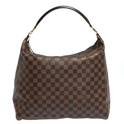 Pre-owned Louis Vuitton Damier Ebene Canvas Portobello Gm Bag In Brown