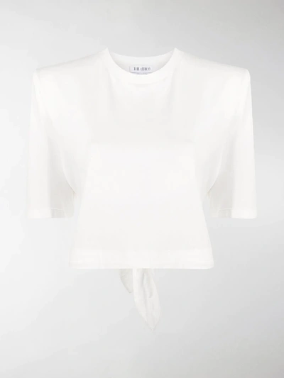 Shop Attico Padded Shoulders Cropped T-shirt In White