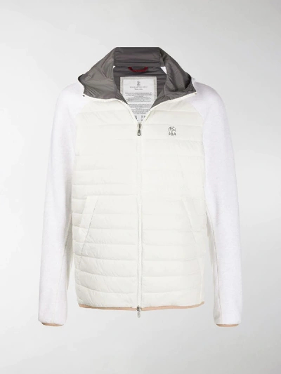 Shop Brunello Cucinelli Zipped Hooded Jacket In White