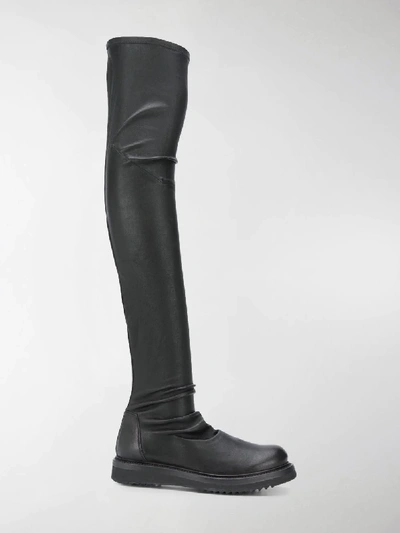Shop Rick Owens Thigh-high Sock Boots In Black