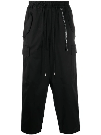 Shop Mastermind Japan Cropped Track Pants In Black