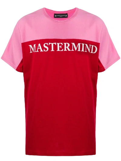 Shop Mastermind Japan Colour Block Logo T-shirt In Pink