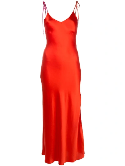 Shop Dannijo Tie Strap Slip Dress In Red