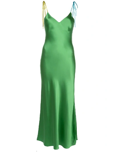 Shop Dannijo Tie Strap Slip Dress In Green