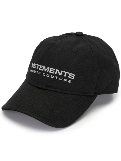 Shop Vetements Embroidered Logo Baseball Cap In Black