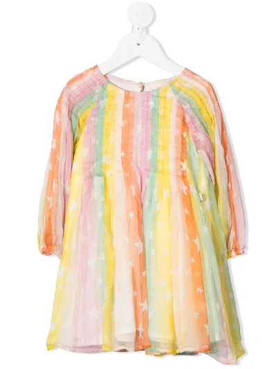 Shop Stella Mccartney Rainbow Stars Pleated Dress In Yellow