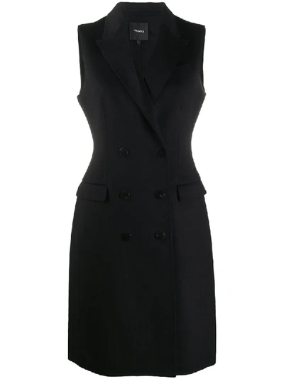 Shop Theory Double-breasted Sleeveless Coat In Black