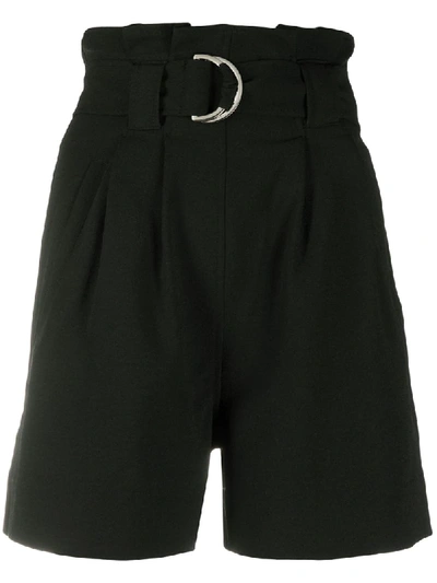 Shop Ganni High-waisted Belted Shorts In Black