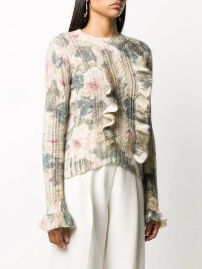 Shop Philosophy Di Lorenzo Serafini Floral Ruffle Sweater In Neutrals