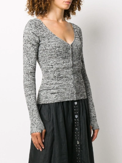 Shop Ganni Zip-up Knitted Cardigan In Black