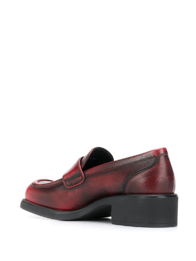 Shop Miu Miu Square Toe Bi-colour Loafers In Red