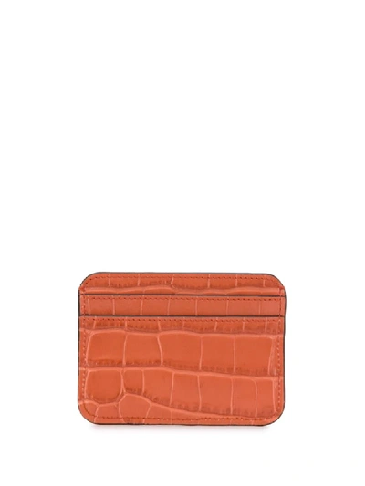 Shop Chloé Crocodile-effect Logo-plaque Cardholder In Orange