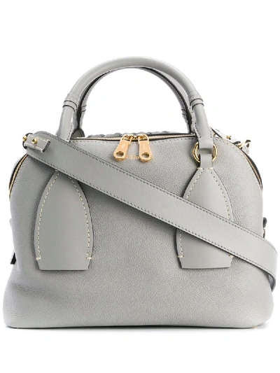 Shop Chloé Medium Daria Handbag In Grey