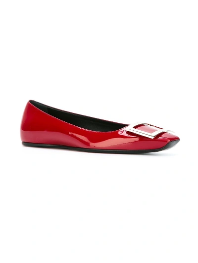 Shop Roger Vivier Trompette Patent Leather Ballet Flats In Red