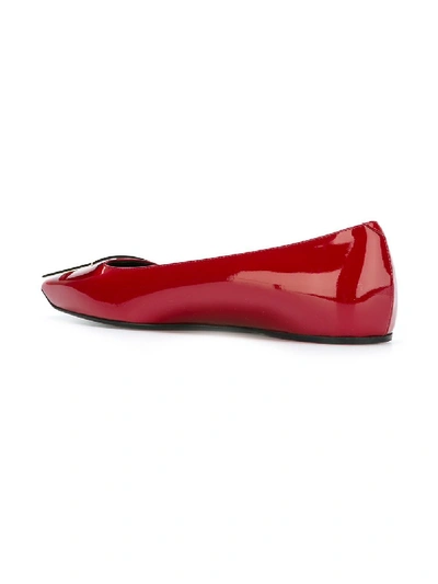 Shop Roger Vivier Trompette Patent Leather Ballet Flats In Red